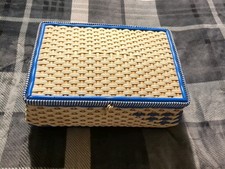 Fabulous Vintage Sewing Box With Contents. Blue And Cream. Great Condition.