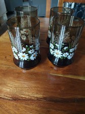 Vintage Libbey Belaire Daisy glasses - Set Of 4 12 Oz Smokey Brown