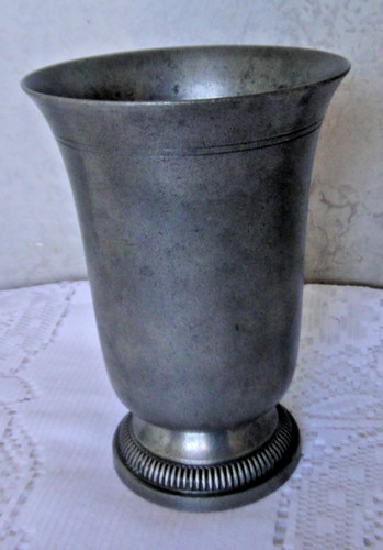 Large pewter timbale vase 16cm - pewter,