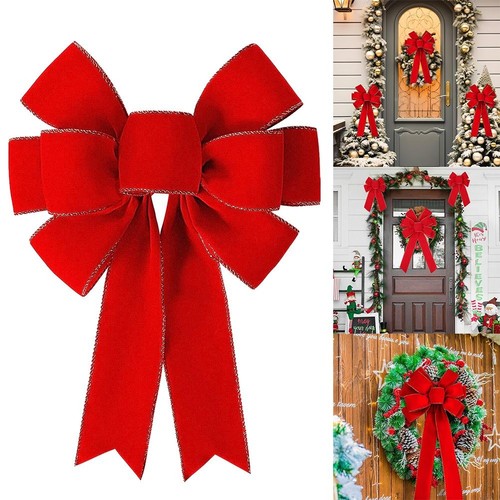 Large red velvet bow - velvet,