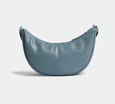 NWOT-M&S Duck Egg Blue Faux Leather Sling Half Moon Crossbody Bag