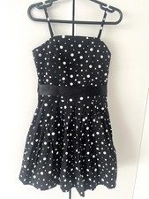 M&Co Black And White Polka Dot Strap Dress Lined 7-8 years