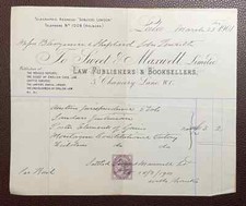 1901 Sweet & Maxwell, Law Publishers, Chancery Lane, London Invoice