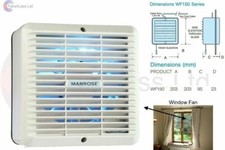 Manrose 150mm 6" Window Extractor Fan with Pull Cord + Shutters