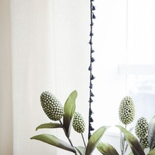 Elegant Semi Blackout Curtains Cotton Tassel Design Living Room Easy Ring Top