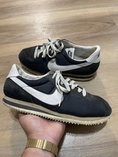 Vintage Nike Cortez Shoes Mens Size 10 Black White Classic Nylon Old Running