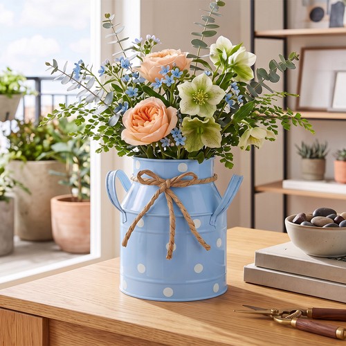 Vintage polka dot metal vase - dot,