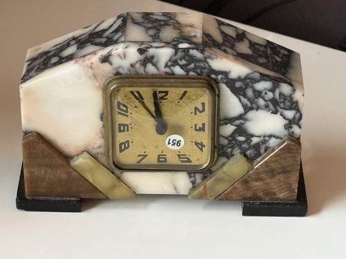 Vintage art deco marble clock - ,