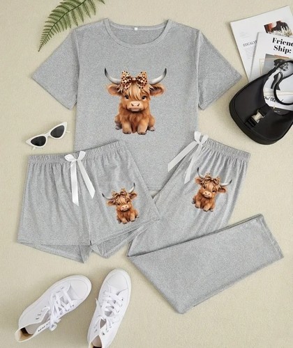 Ladies highland cow pyjamas - highland,