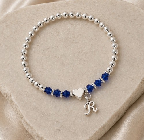 Silver initial birthstone - initial,