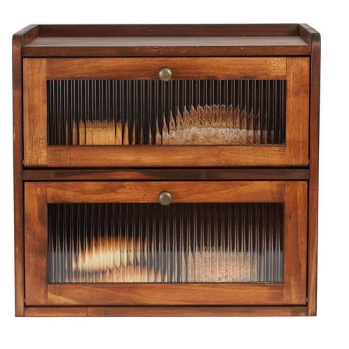 Wooden bread bin with acrylic - wooden,