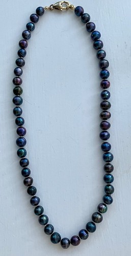Peacock blue pearl necklace - pearl,
