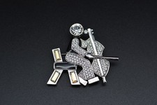 Vintage Butler And Wilson Rhinestone Man / Woman / Person  Playing Base Brooch