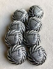 8 Stunning Fancy Silver/Pewter Decorative Buttons, 25mm, Shank, Matching Set