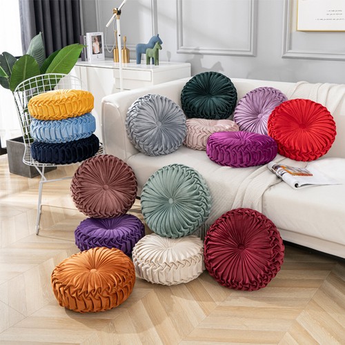 Round velvet pleated cushion - velvet,