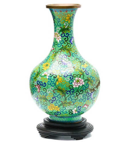Chinese cloisonne vase gilt - chinese,
