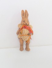 Antique Bisque Hertwig Rabbit Figure Crochet Clothing c1915