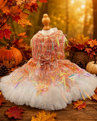 Peach dog dress chihuahua - dress,