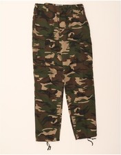 VINTAGE Mens Straight Cargo Trousers  W32 L33 Green Camouflage Polyester CP39