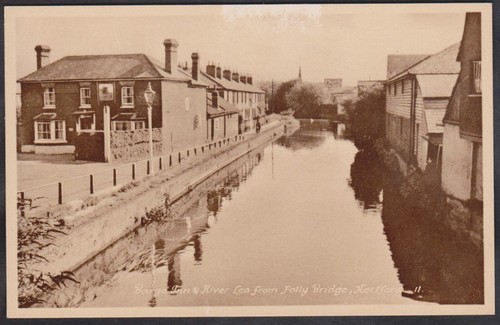Vintage postcard barge inn - barge, &