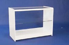 WHITE  ONE SHELF GLASS DISPLAY