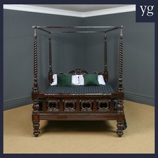 Antique 5ft 10” William IV Design Anglo-Indian Colonial Four Poster Bed c. 1870