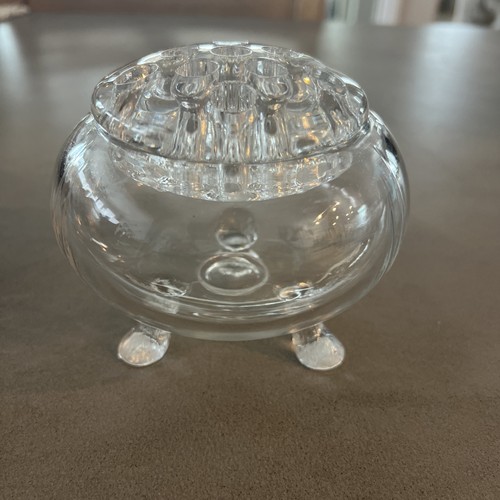 Clear glass flower frog - flower,