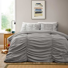 Ruched Grey Microfibre Duvet
