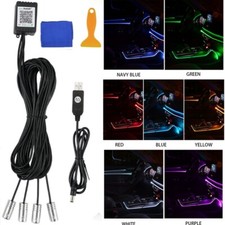 Car Interior Light Strip Fiber Optic Ambient Lighting USB APP 4-In-1 6m RGB LED