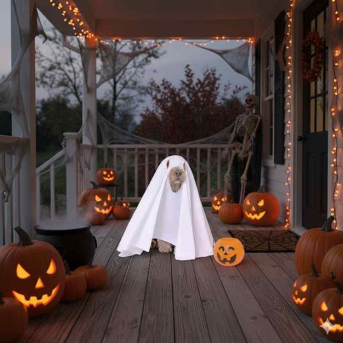Dog ghost halloween - dog,