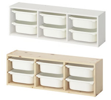 IKEA TROFAST Wall Storage Unit with 6 Boxes 99x21x30 cm Wall-Mounted Toy Basket