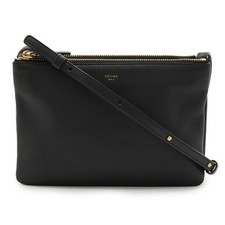 CELINE Trio Small Shoulder Bag/Pouch in Black Leather (192033)