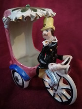 Old Italian Porcelain Tricycle Rickshaw Capodimonte Febland Gentleman with Hat