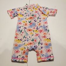 Matalan Swimming Costume Swim Suit Lined Floral Pink Baby 9-12 Months Excellent