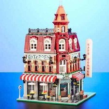 City Coffee House Building Blocks Set for Adults, Street View With Led Light Toy