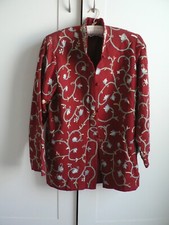 Embroidered Jacket Wool Crewel Work Vintage Red 