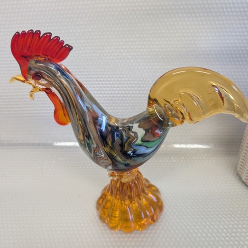 Art glass cockerel rooster - glass,