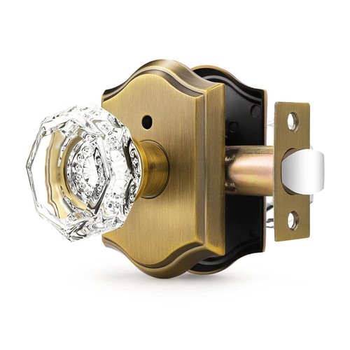 Octagonal crystal door knob - octagonal,