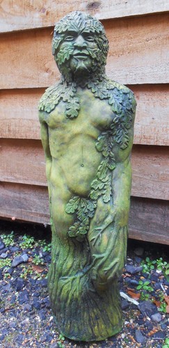 Green man statue stone - man,