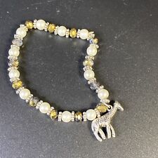 Giraffe Charm Beaded Bracelet Cream Yellow Beads