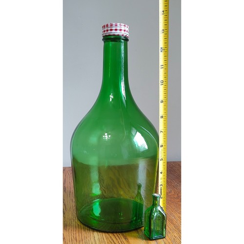 Vtg green glass bottles 1 - green,