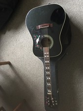 Cimar Vintage Acoustic guitar 371 bk and hard case.