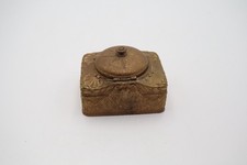 Antique Brass Inkwell w Glass