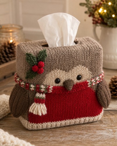 Christmas robin tissue box - robin,