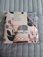 Next Reversible Floral King Size Duvet Cover Set 100% Cotton With  Pipe Edge