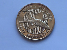 1991 ISLE OF MAN ELLAN VANNIN  JET PLANE TWO 2 POUND COIN DIE AA BU