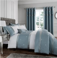 Catherine Lansfield Sequin Cluster Duck Egg Luxury Quilt/Duvet Cover Bedding