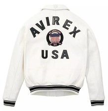 Men Avirex White Real Bomber