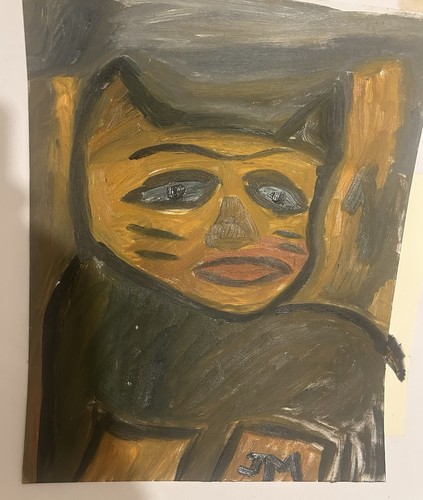 Cat oil painting by jamie - painting,