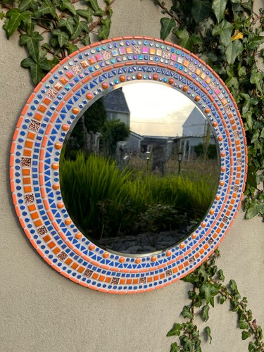 Round mosaic wall mirror - mosaic,